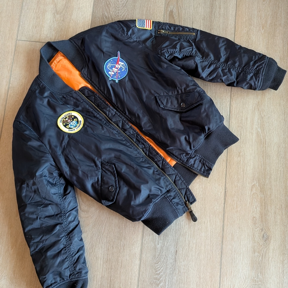 Kids Black NASA Bomber Jacket